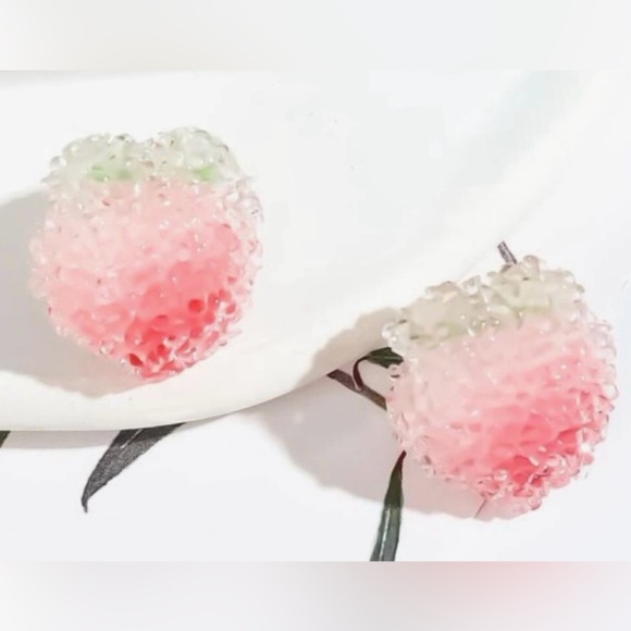“Candied Peaches” Crystalline Crystal Gumdrop Glimmer Ombre Fruit Classy Earring - Picture 2 of 3